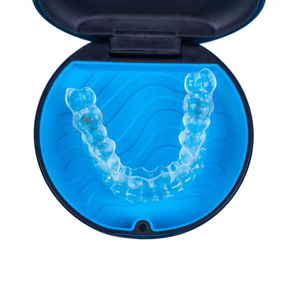 Invisalign close-up with clear aligners in Boston